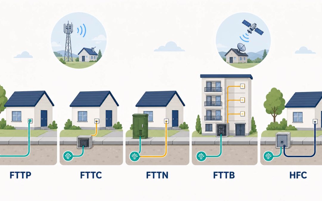 NBN Connection Types Explained: FTTP, FTTN, FTTC, HFC, FTTB and More